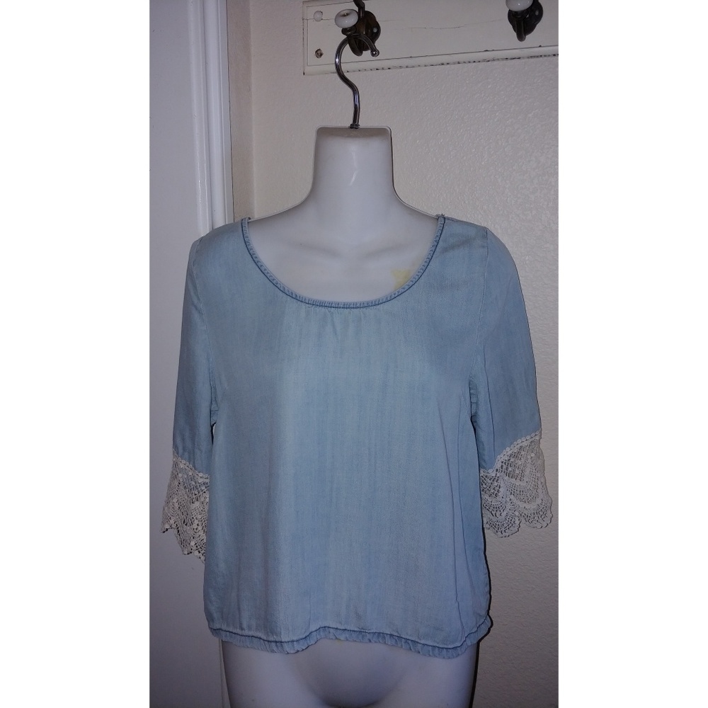 Wild blue Lyocell Chambray boho crochet medium - Picture 1 of 7